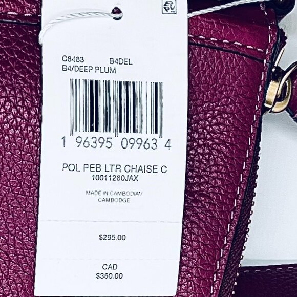 Coach Polished Pebble Leather Crossbody Bag in Deep Plum (Includes Dust Bag) NWT - Picture 10 of 12